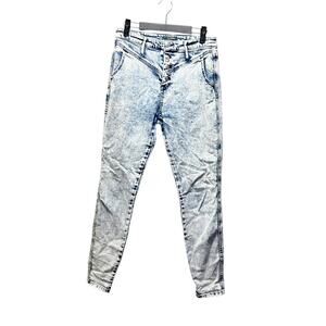 Wild Fable Button Fly Skinny Jeans Blue Denim Cotton Mid-Rise Acid Wash Sz 6